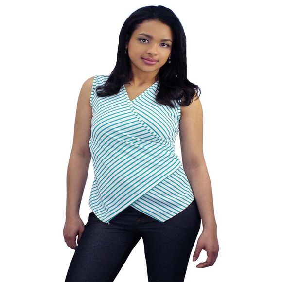 Striped Sleeveless Wrap Top - Picture 2 of 8